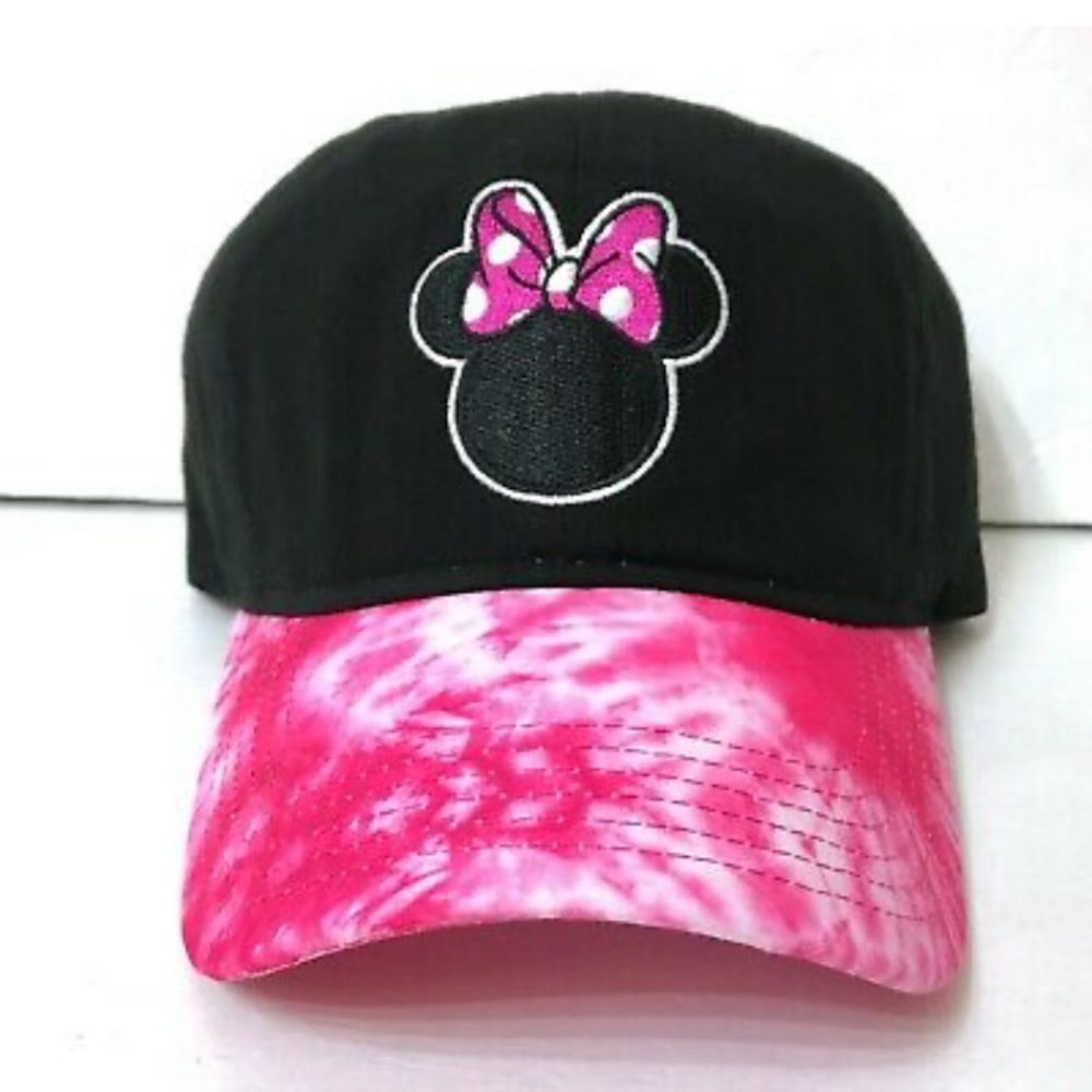 Disney Minnie Mouse Girls Hat, Black w/Pink Tye Dye, OSFA - Picture 1 of 13